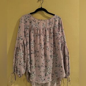 Purple Lilac Floral Long Sleeve Top
